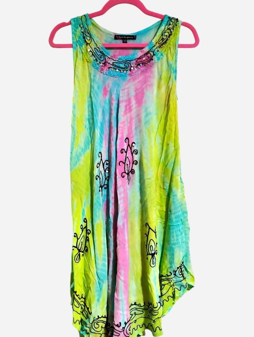 Just Be Gauze Free Size Multicoloured tie-dye soft flowy beach cover up mumu